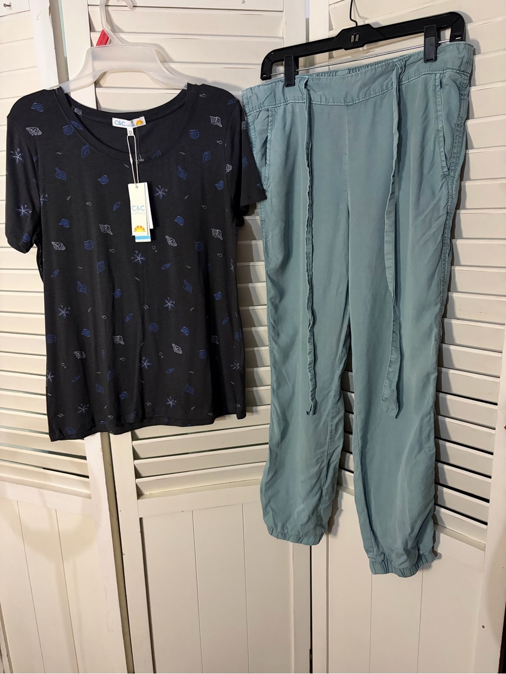 Two piece outfit including Sanctuary pants and a NWT C&C California top